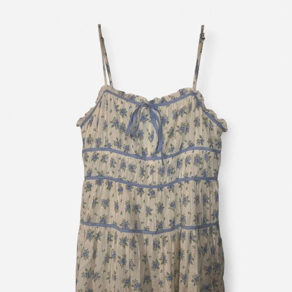 Spring Micro Floral coastal cowgirl Midi Dress Large Cottage Peasant Romantic - Picture 3 of 6